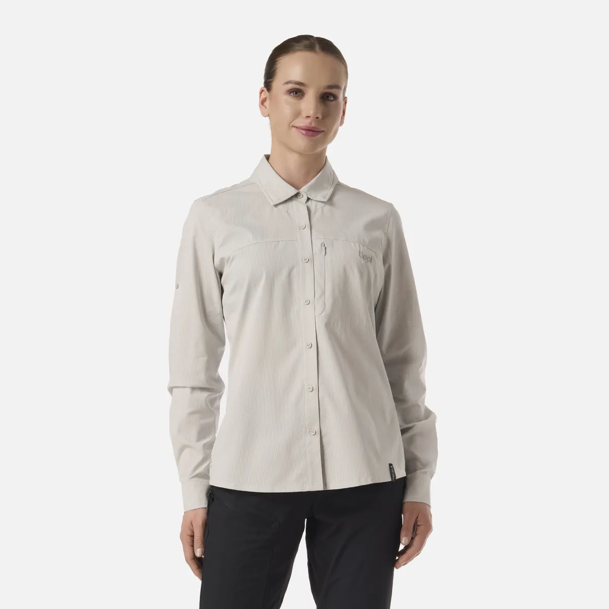 LIPPI - Camisa Mujer Rosselot Long Sleeve Q-Dry Shirt Gris Claro Lippi