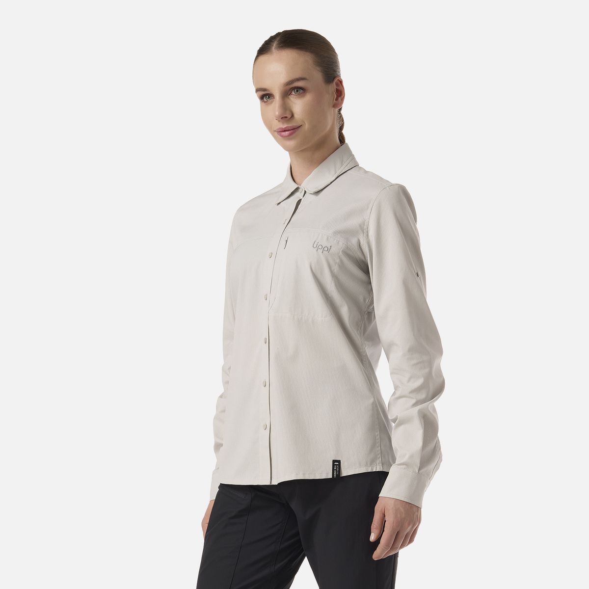 LIPPI - Camisa Mujer Rosselot Long Sleeve Q-Dry Shirt Gris Claro Lippi