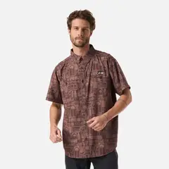 HAKA HONU - Camisa Hombre Cumbre Manga Corta Print Cafe