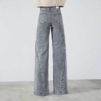 Imagen 2 del producto Pantalón Tachas Corte Lateral Gris Mujer