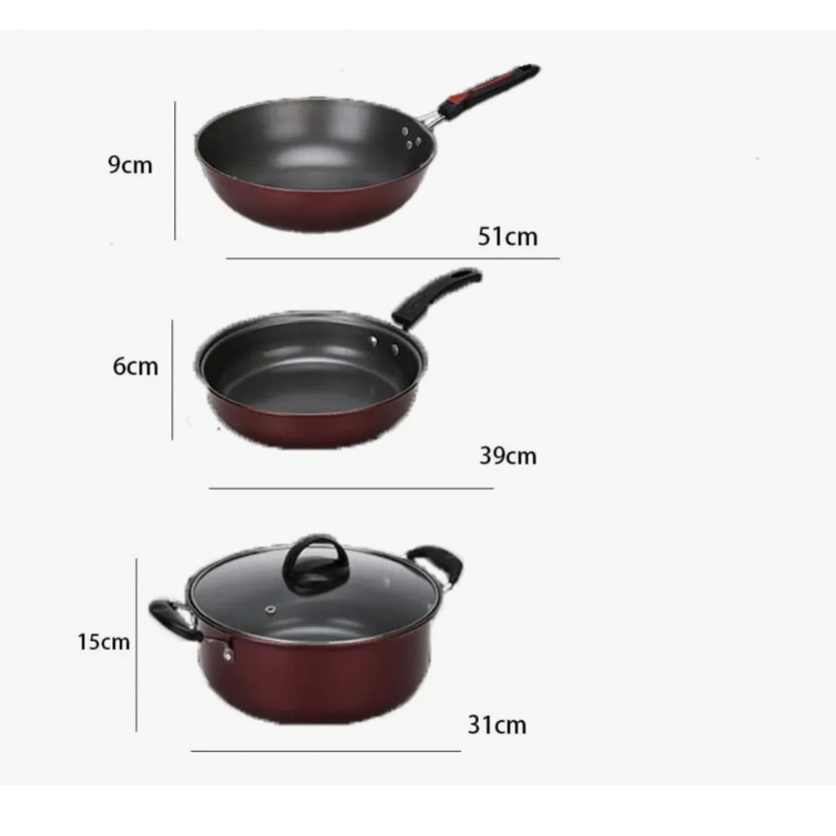 GENERICO - Set De Cocina Olla Sartén Wok Anti Adherente