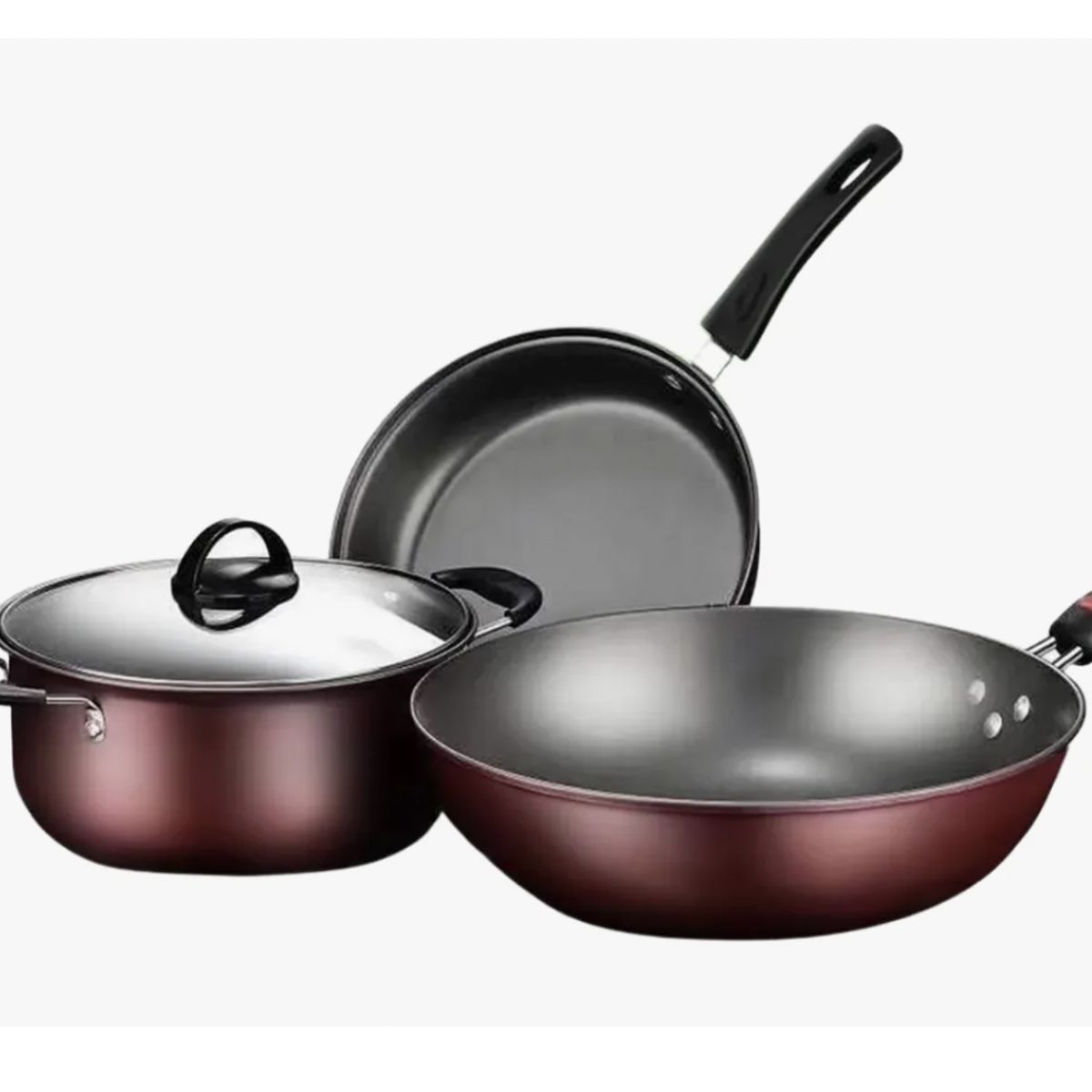 GENERICO - Set De Cocina Olla Sartén Wok Anti Adherente