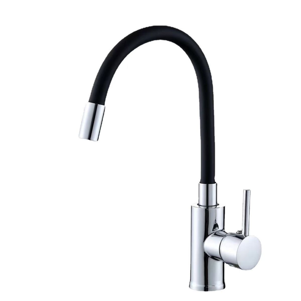 ATURE - Llave Lavaplatos Monomando Cuello Flexible Negro Giratorio