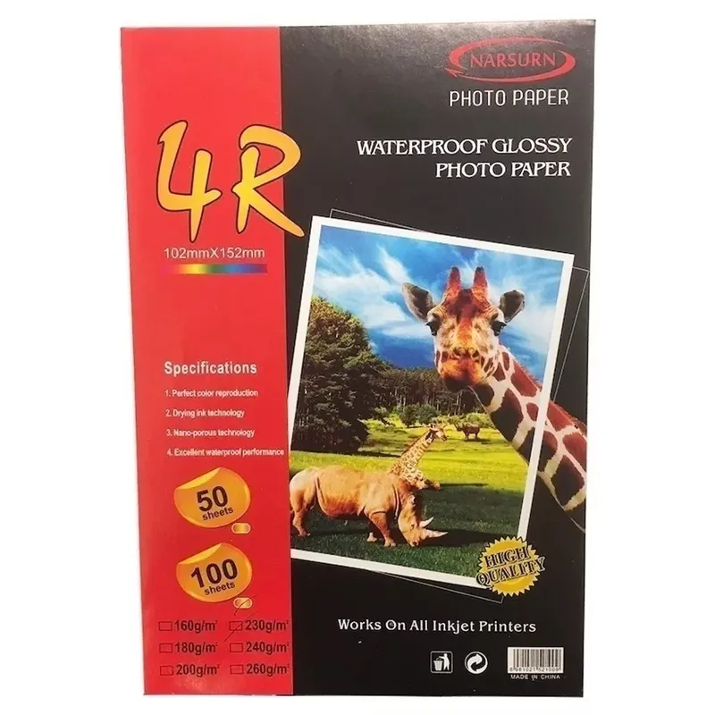 NO LOGO - Papel Foto Fotografico Brillante Glossy 4r 100 Hojas 10x15
