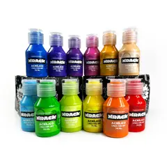 PINTURAS KRACK - Pack Acrílicos Terciarios – 12 Colores de 70 ml