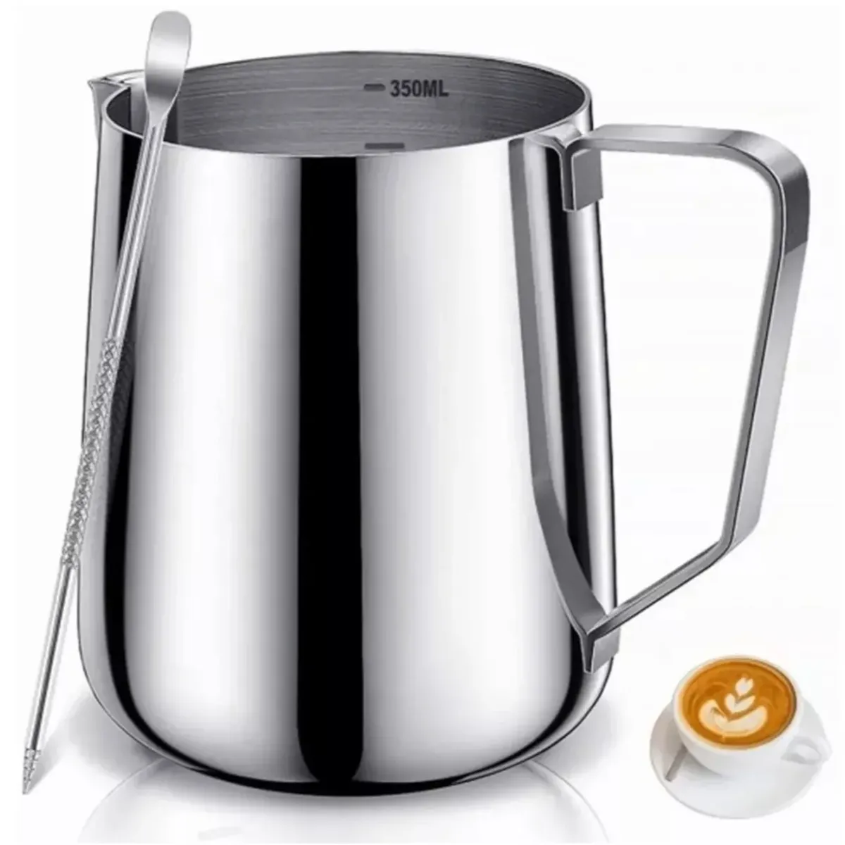 ATURE - Jarra De Acero Inoxidable 350ml Espuma Leche Incluye Pluma