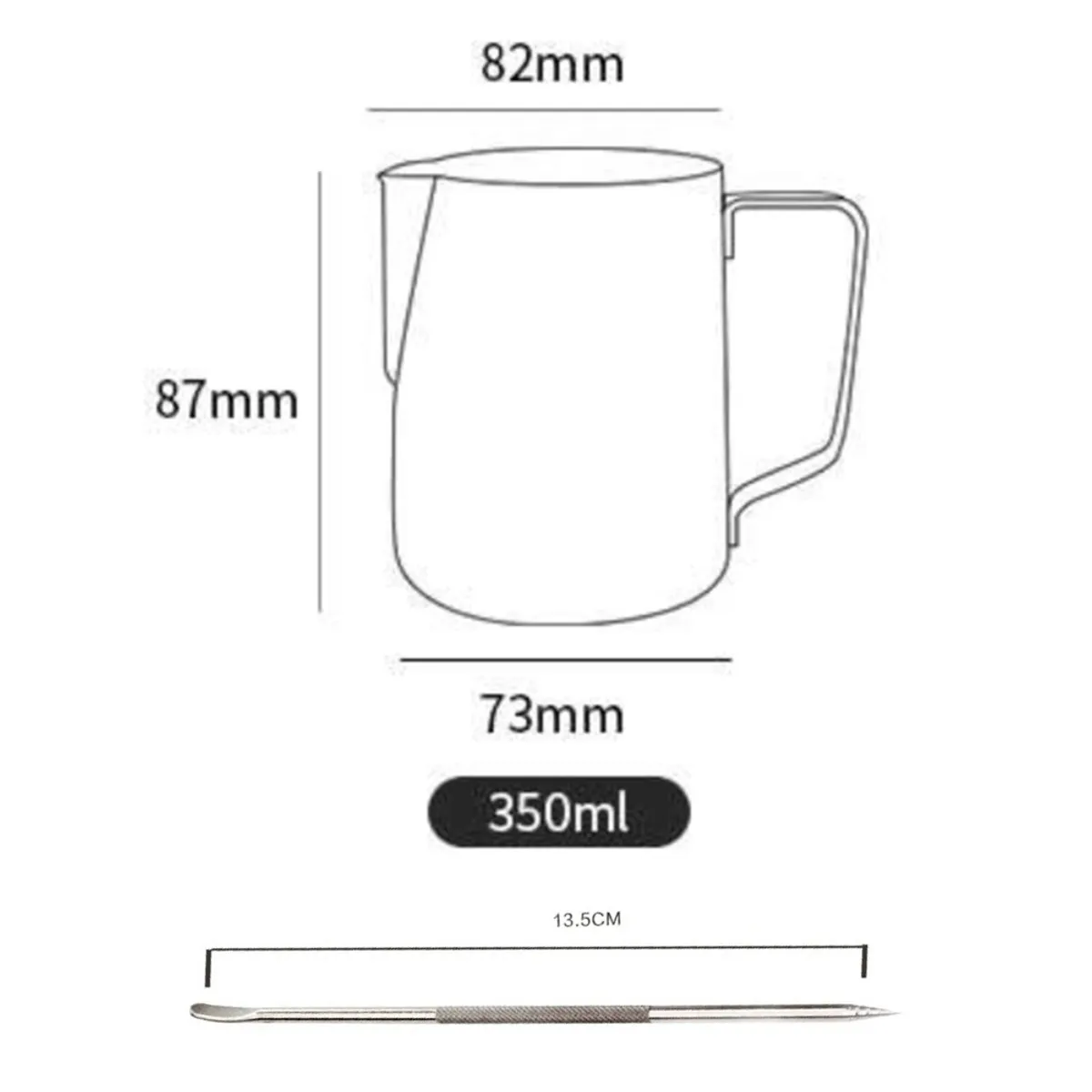 ATURE - Jarra De Acero Inoxidable 350ml Espuma Leche Incluye Pluma