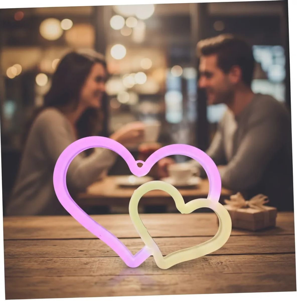 OEM - Letrero Led Neon Adorno Corazones Doble Lampara Espantacuco