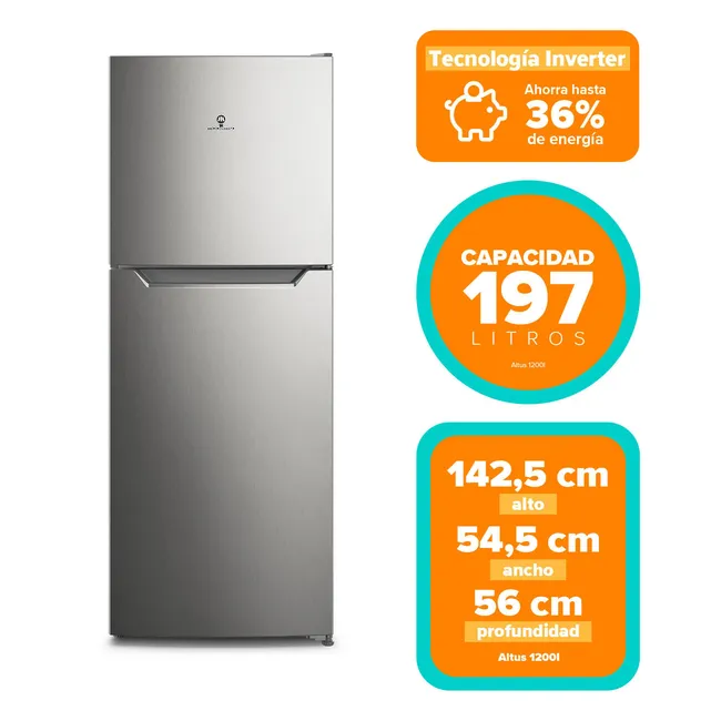 MADEMSA - Refrigerador 197L No Frost Top Freezer Inverter Altus 1200 L