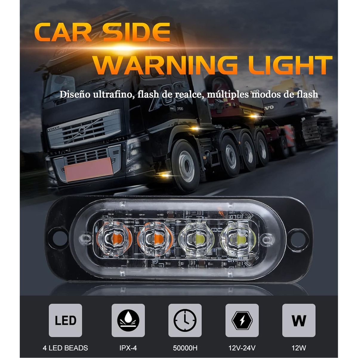 WELDMON - 4pk Luzs Estroboscópicas Emergencia LED Para Autos-Rojo