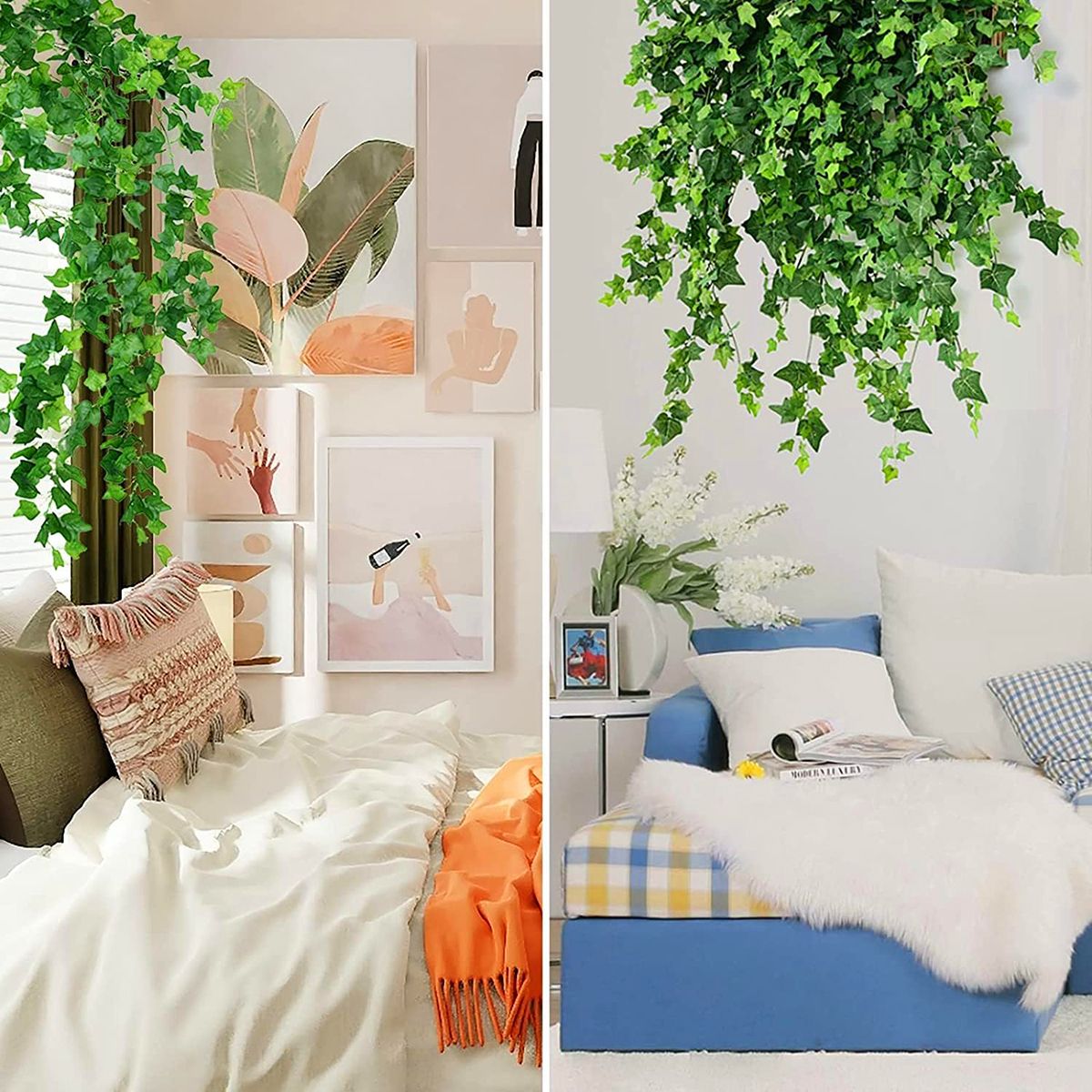 GENERICO - 2m Planta Artificial Colgante Artificial Hiedra Guirn 12pc