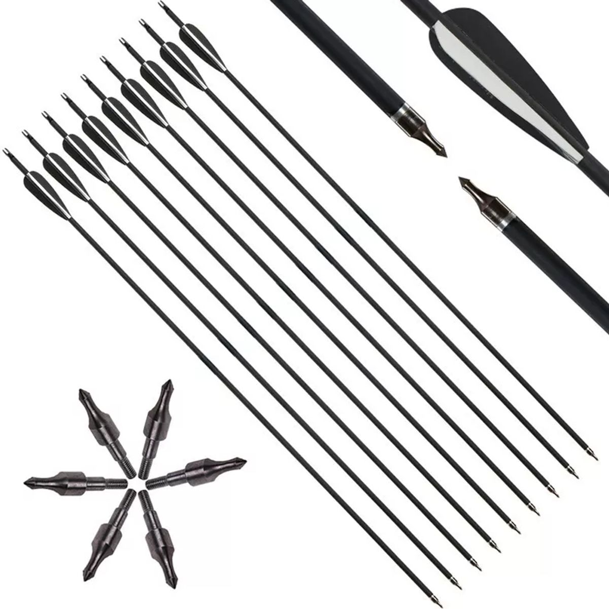 KINDA NICE - Flechas Carbono De 80cm 12 Unidades Para Articulos De Caza