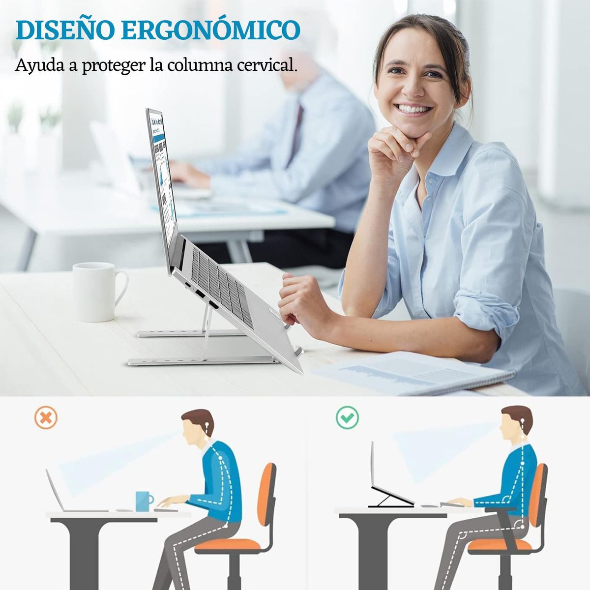 GENERICO - Soporte Portatil Aluminio Plegable Para Notebook Tablet