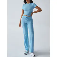 TIOZONEY - Conjunto deportivo para mujer-Azul