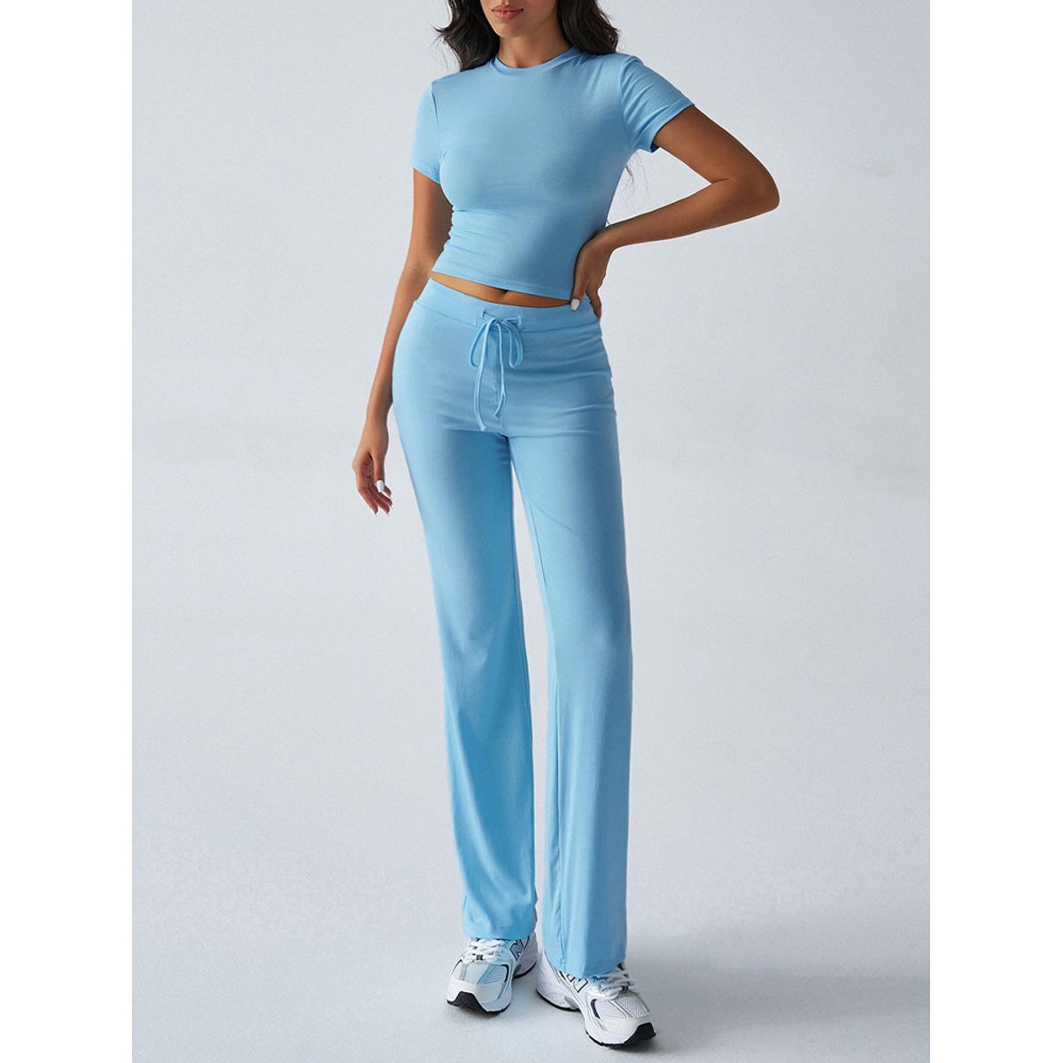 TIOZONEY - Conjunto deportivo para mujer-Azul