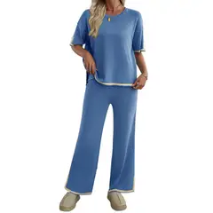 TIOZONEY - Trajes casuales para mujer-Azul