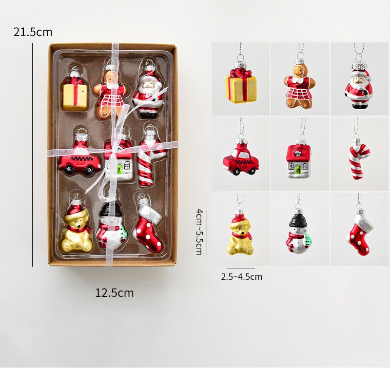 DANWEILE - Juego de 9 piezas de colgante cristal de Navidad - Serie Casa y Coche
