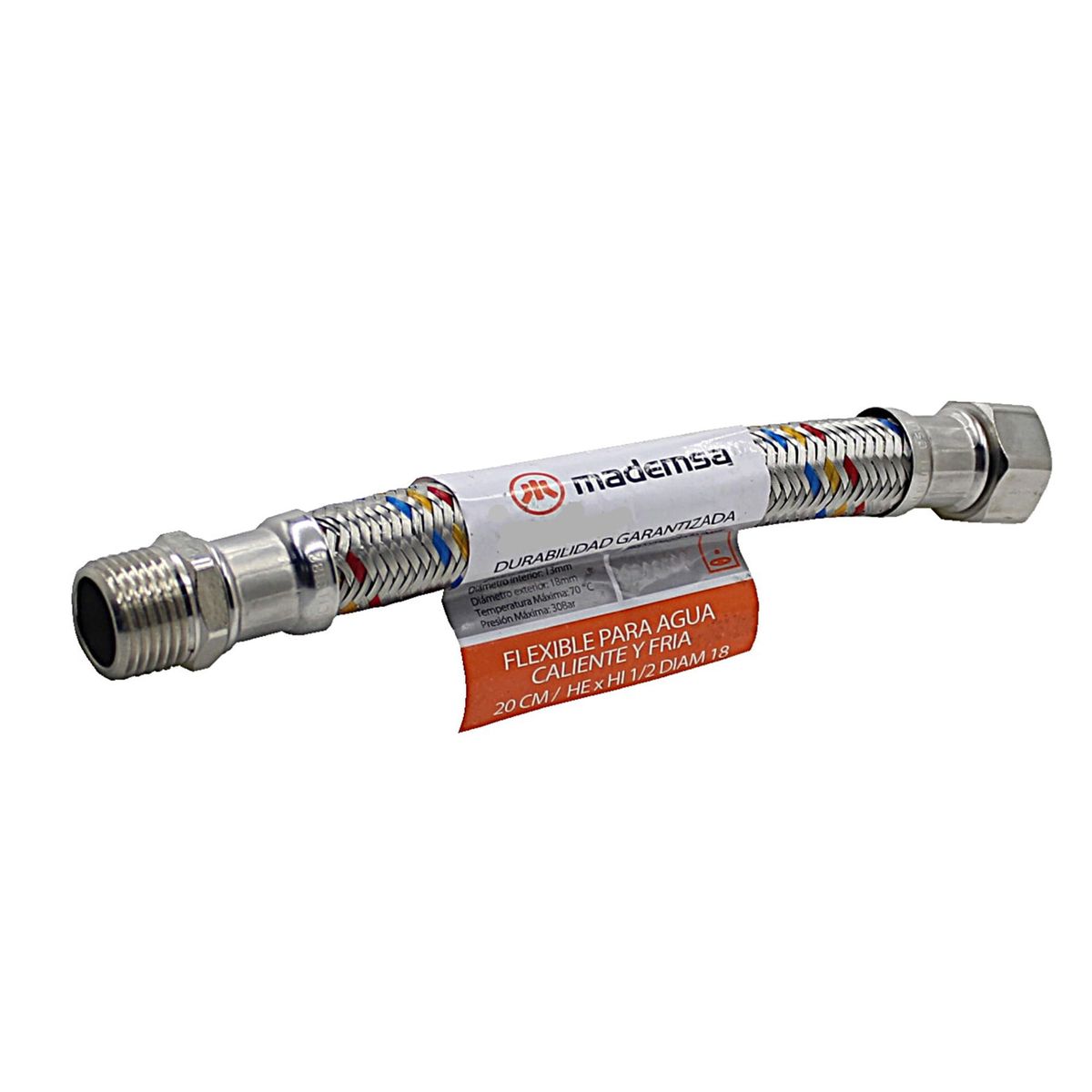 MADEMSA - Flexible Agua Calefont 20 cm 1/2" 18 mm HE x HI Acero Inox