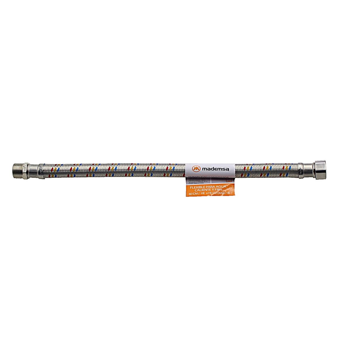 MADEMSA - Flexible Agua Calefont 40 cm 1/2" 18 mm HE x HI Acero Inox