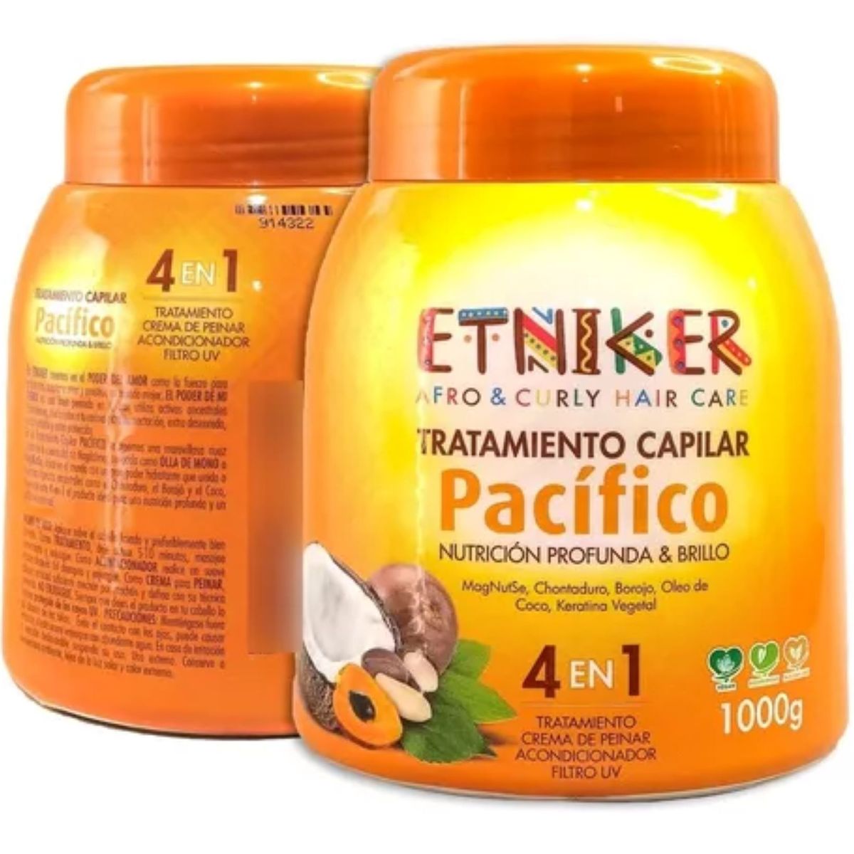 ETNIKER - TRATAMIENTO CAPILAR AFRO AND CURLY ETNIKER PACIFICO 4 EN 1 DE 1000GR