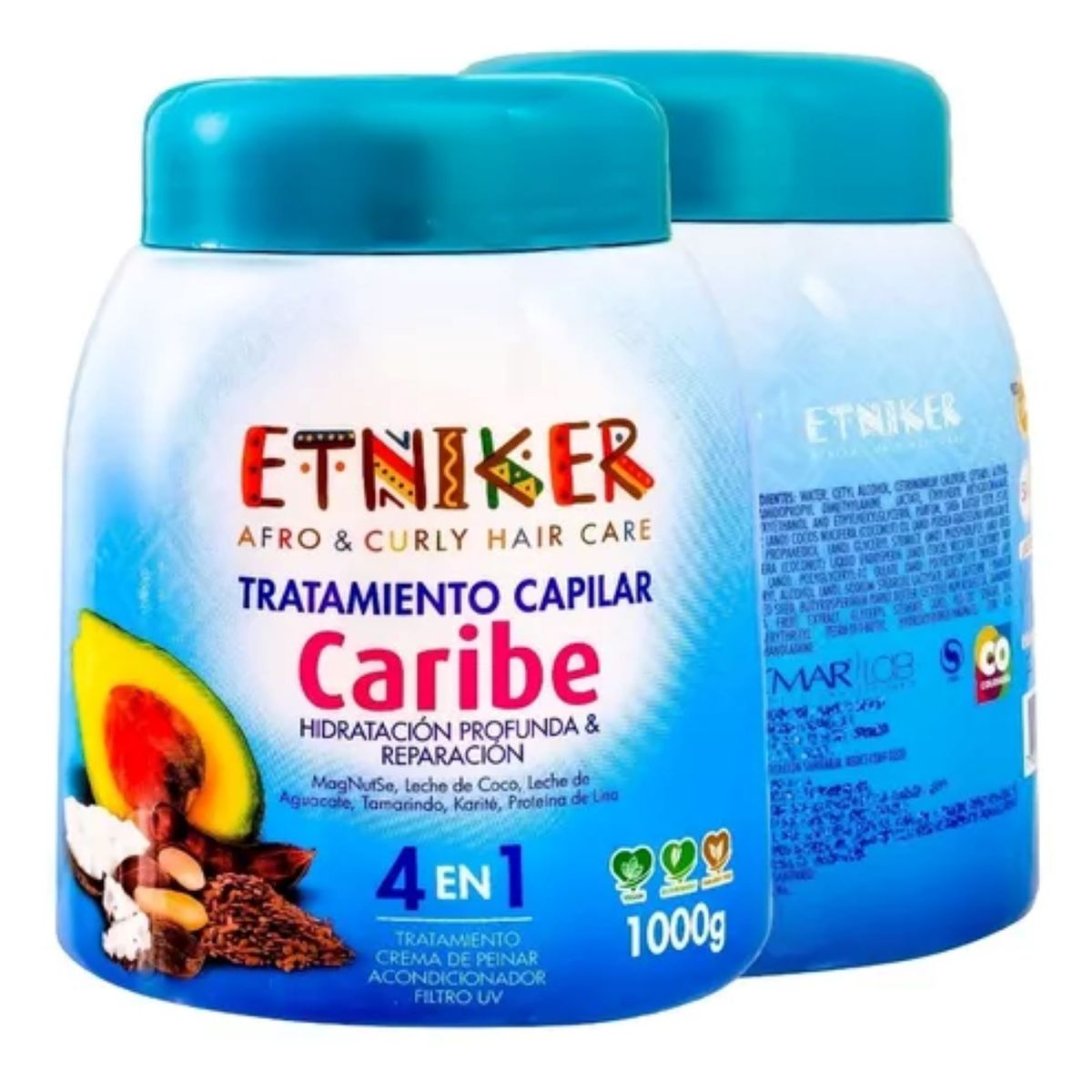 ETNIKER - TRATAMIENTO CAPILAR AFRO AND CURLY ETNIKER CARIBE 4 EN 1 DE 1000GR