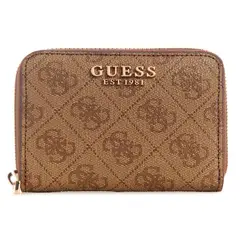 GUESS - Billetera Laurel Slg Small Zip Around Mujer Café