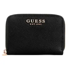 GUESS - Billetera Laurel Slg Small Zip Around Mujer Negro