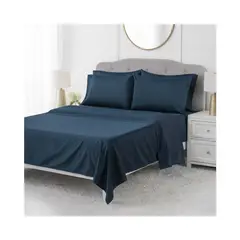 GENERICO - Juego de Sábanas Hotel Style Queen Size 1000 hilos Algodón Egipcio - Azul