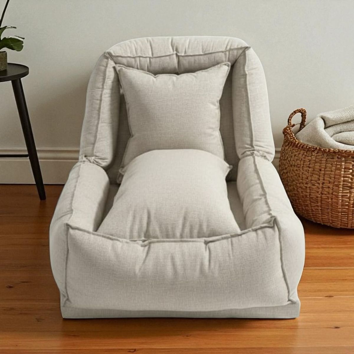 DISEÑOS VALESTRINI - POUF BED LINO COLOR BEIGE