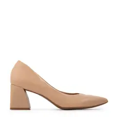 AMPHORA - Zapato Taco tipo reina luna cuero beige oscuro