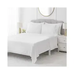 GENERICO - Juego de Sábanas Hotel Style Queen Size 1000 hilos Algodón Egipcio - Blanco