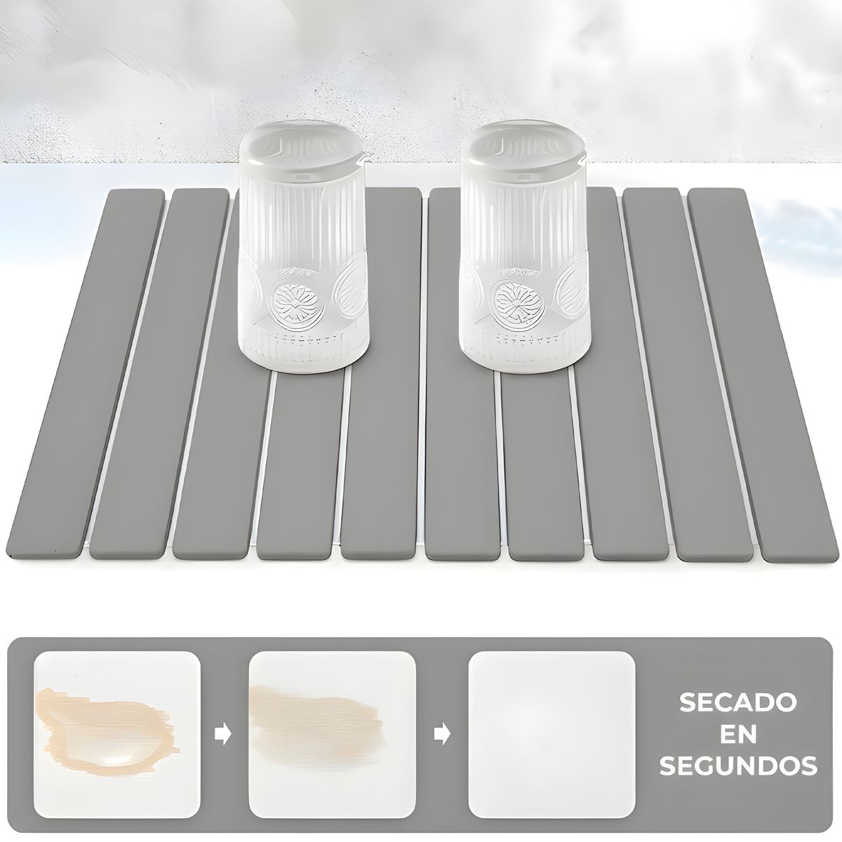 GENERICO - Tapetes Escurridor Loza Absorbente Gris Plegable Diatomita 30X40CM