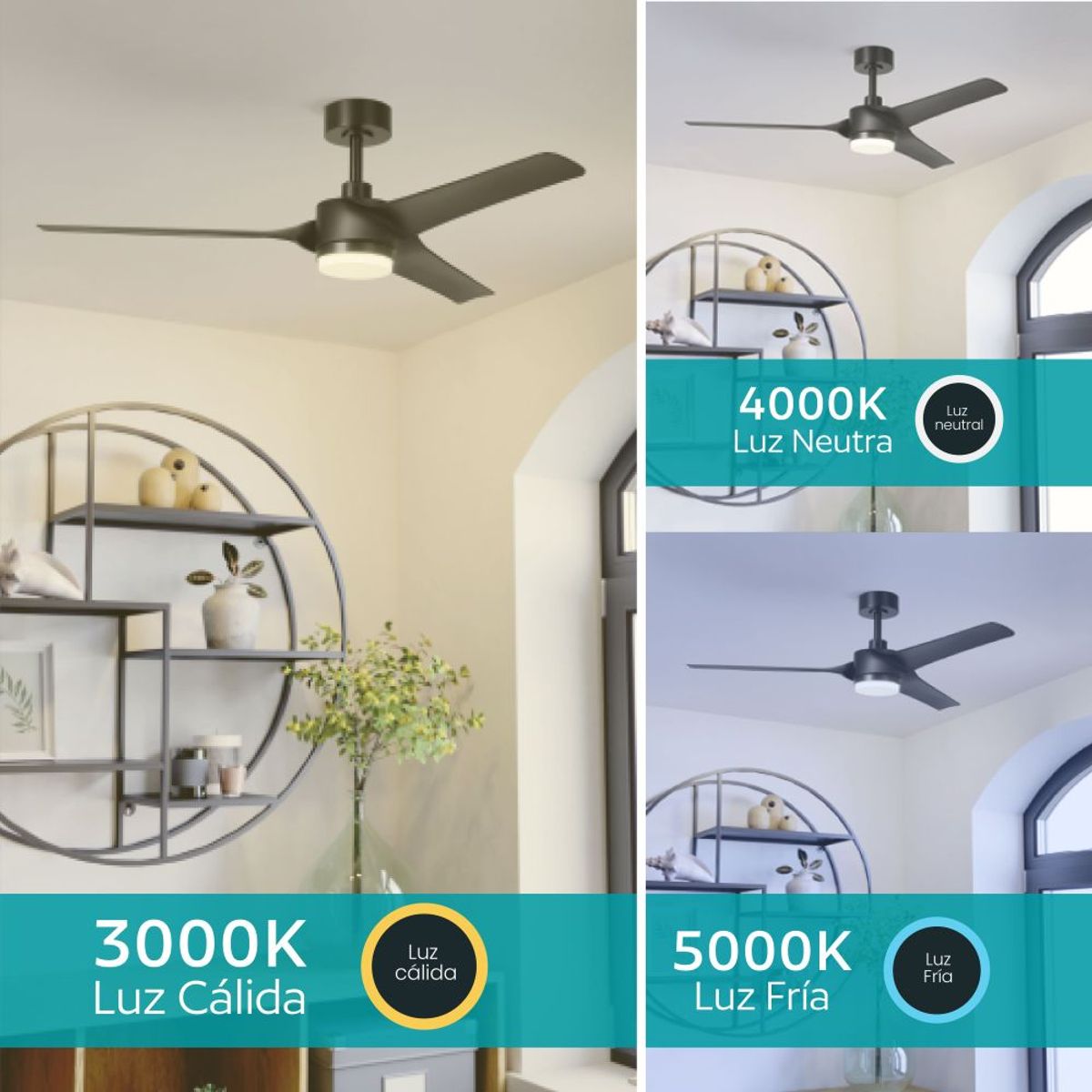 EGLO - Ventilador de Techo Orcutt luz led regulable control remoto giro reversibles 17W invierno verano