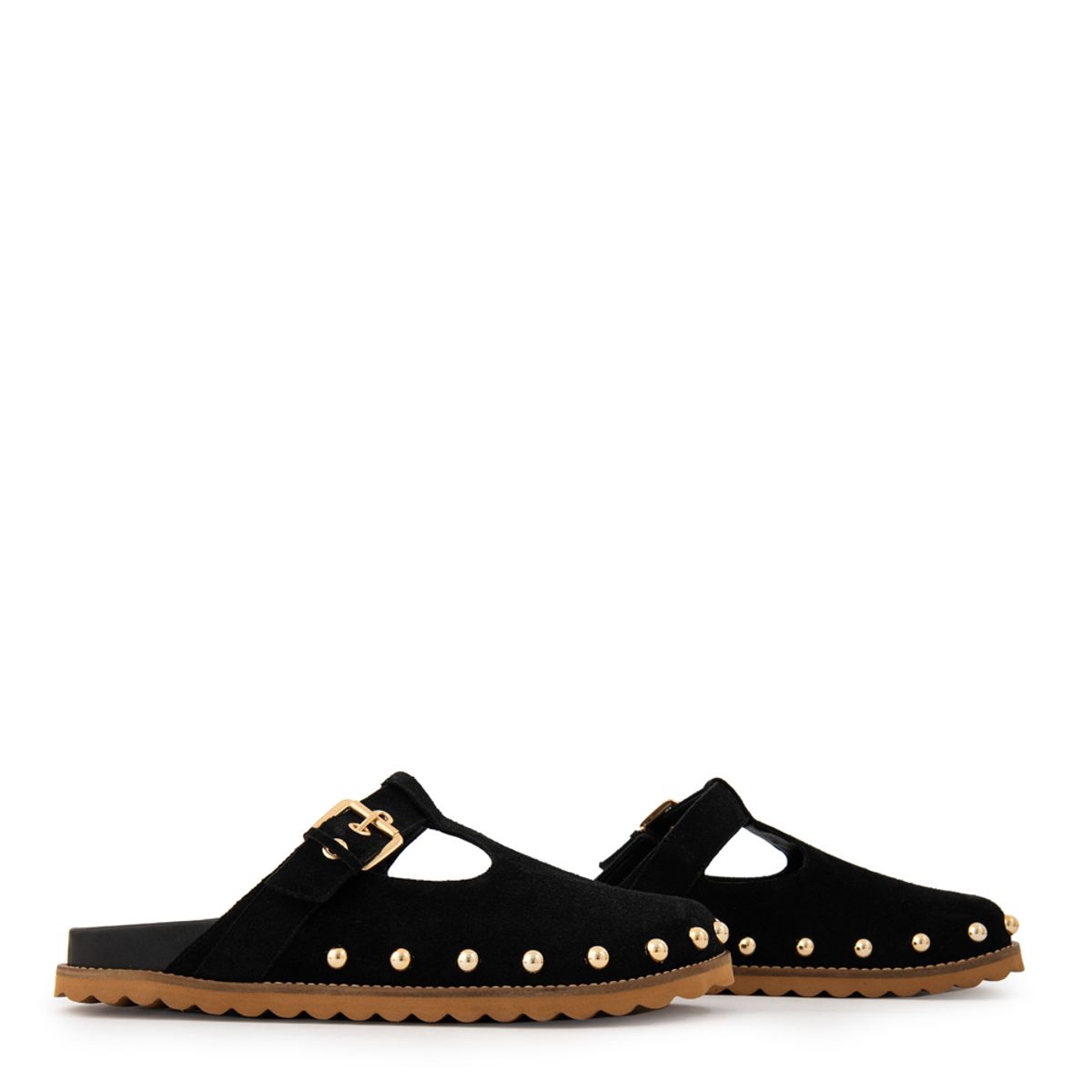 AMPHORA - Sandalia crystal cuero negro