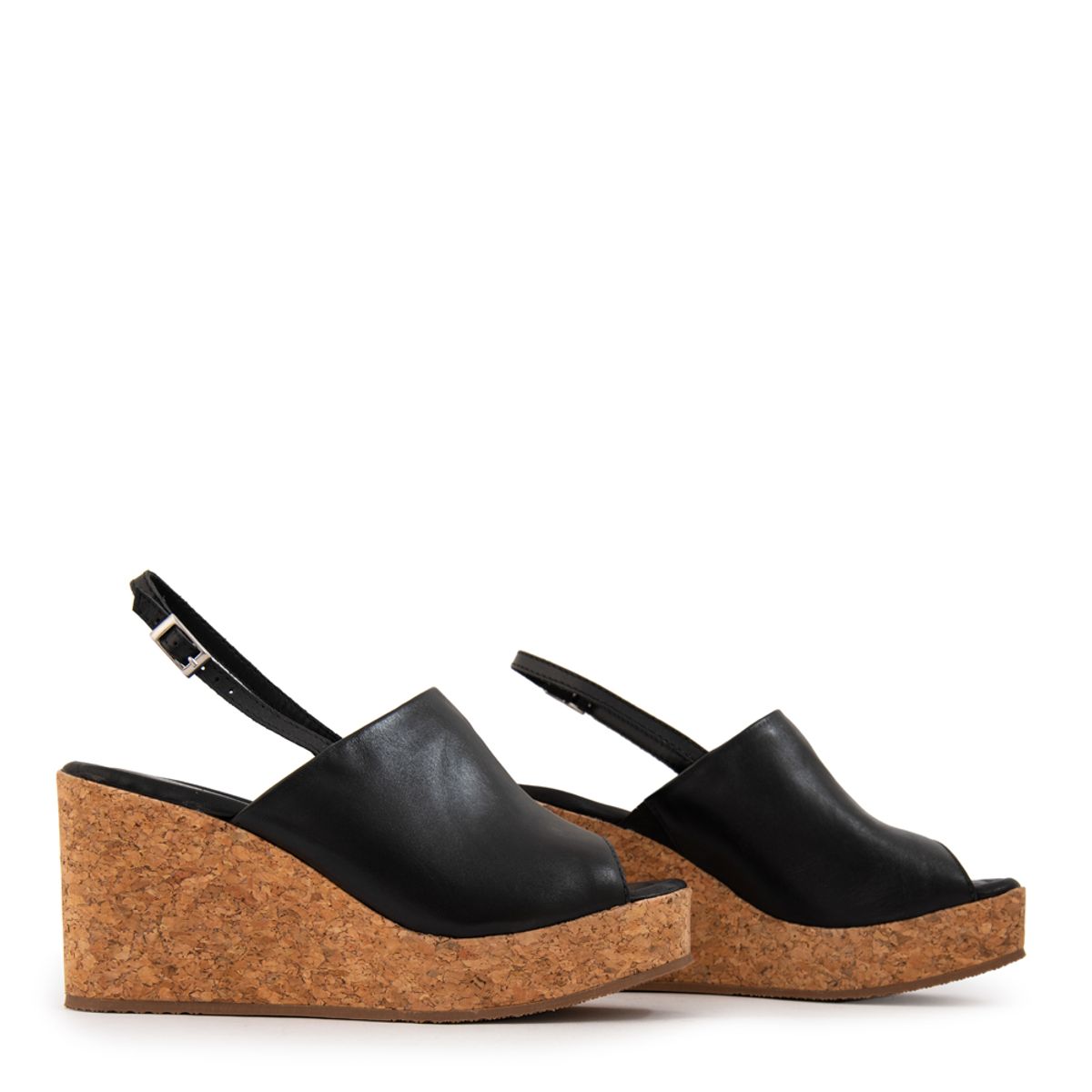 AMPHORA - Sandalia amber cuero negro