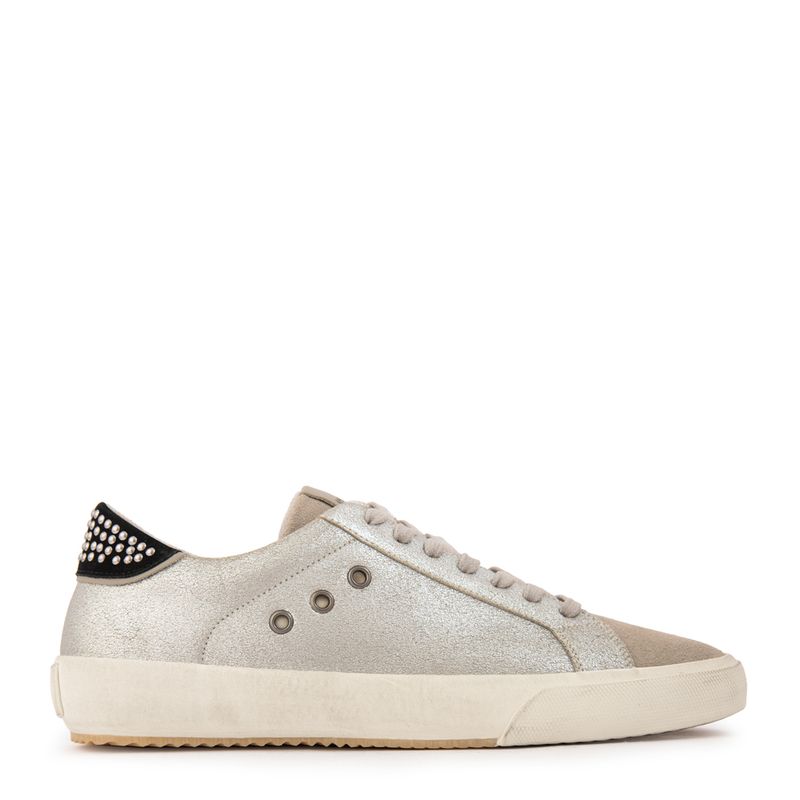 AMPHORA - Zapatilla urban cuero plateado