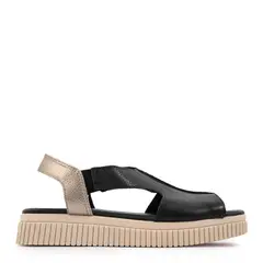 AMPHORA - Sandalia marina cuero negro