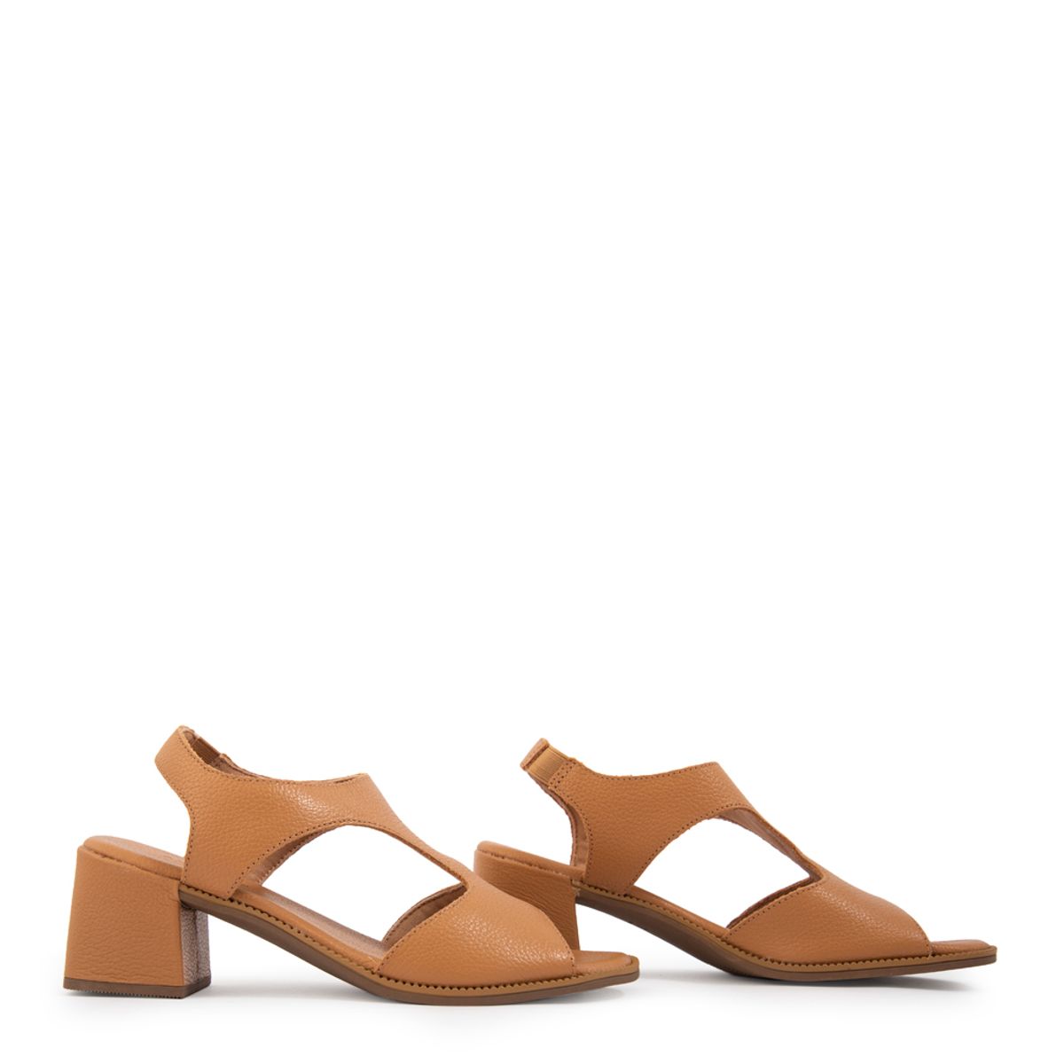 AMPHORA - Sandalia bianca cuero camel