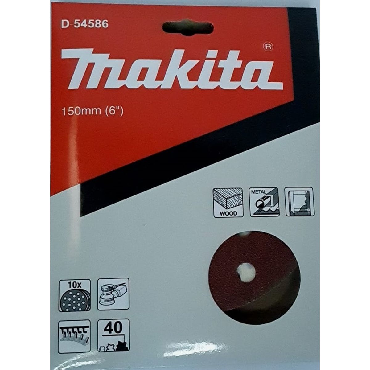 Discos Lija Velcro (10u) 150mm Grano 40 Makita D-54586, marca MAKITA - Foto Principal