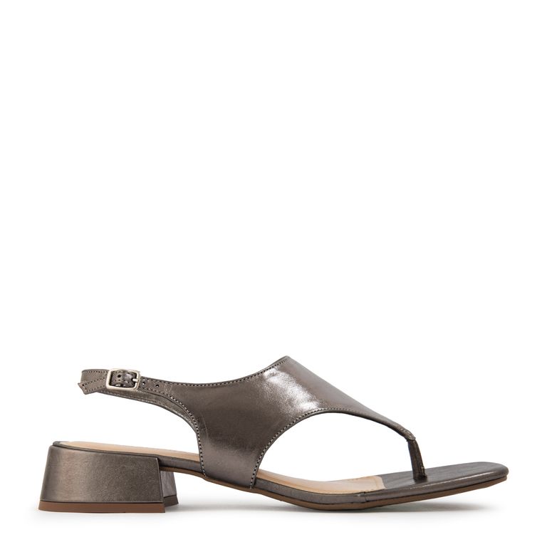 Sandalia amalfi cuero plateado oscuro