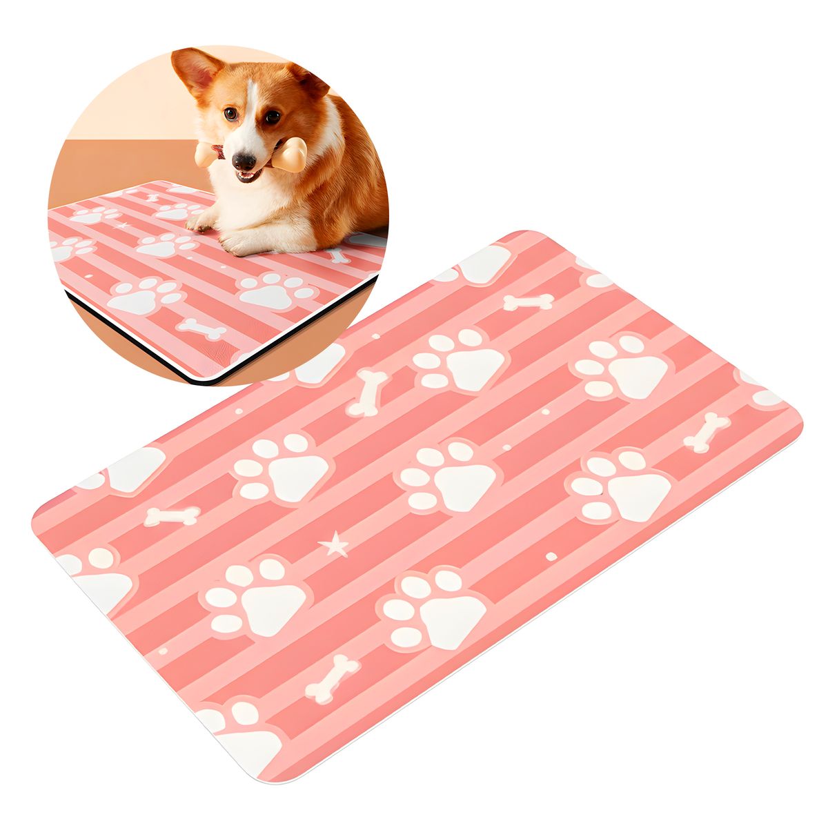 GENERICO - Alfombrilla Alimentación Absorbente Naranja Perros 40X60 CM