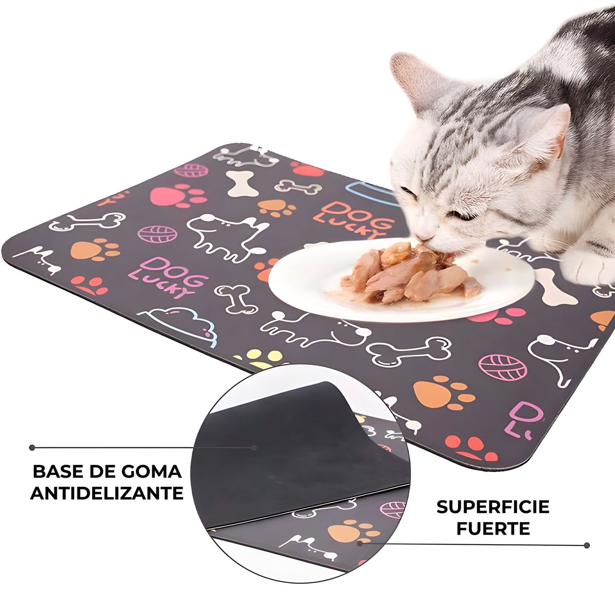 GENERICO - Alfombrilla Alimentación Absorbente Negros Perros 40X60 CM