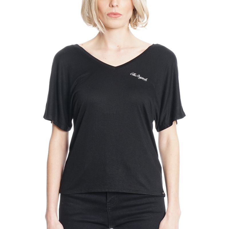 ELLUS - Polera Manga Corta Cuello en V Logo Ellus