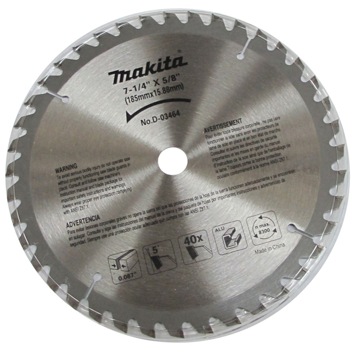 Disco de Sierra 185 x 15,88 mm 40 dientes Makita D-03464, marca MAKITA - Foto 2