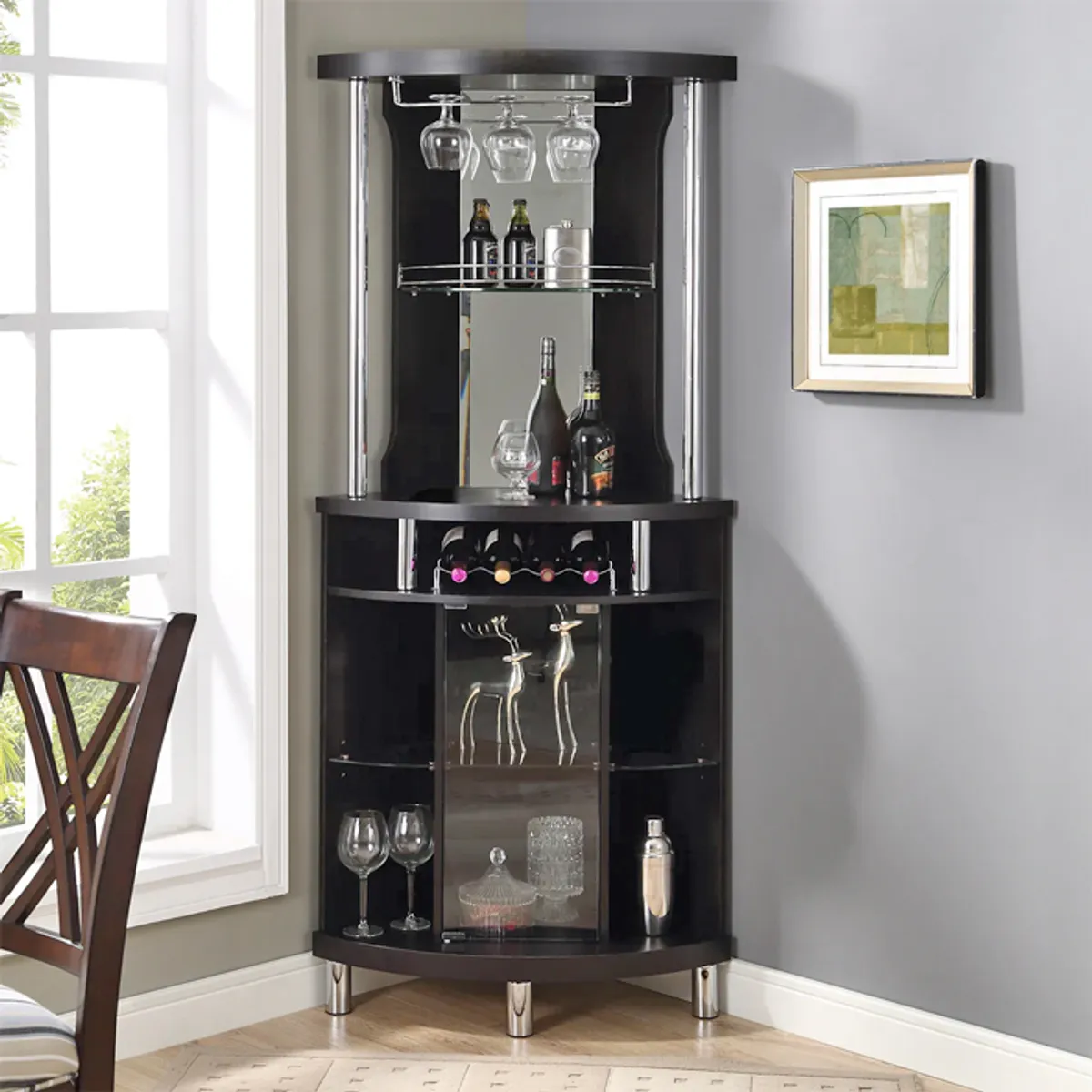 MSA MUEBLES SANTA ANA - Vitrina Bar Esquinero Clásica Capuchino