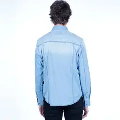 ELLUS - Camisa Manga Larga Hombre Denim