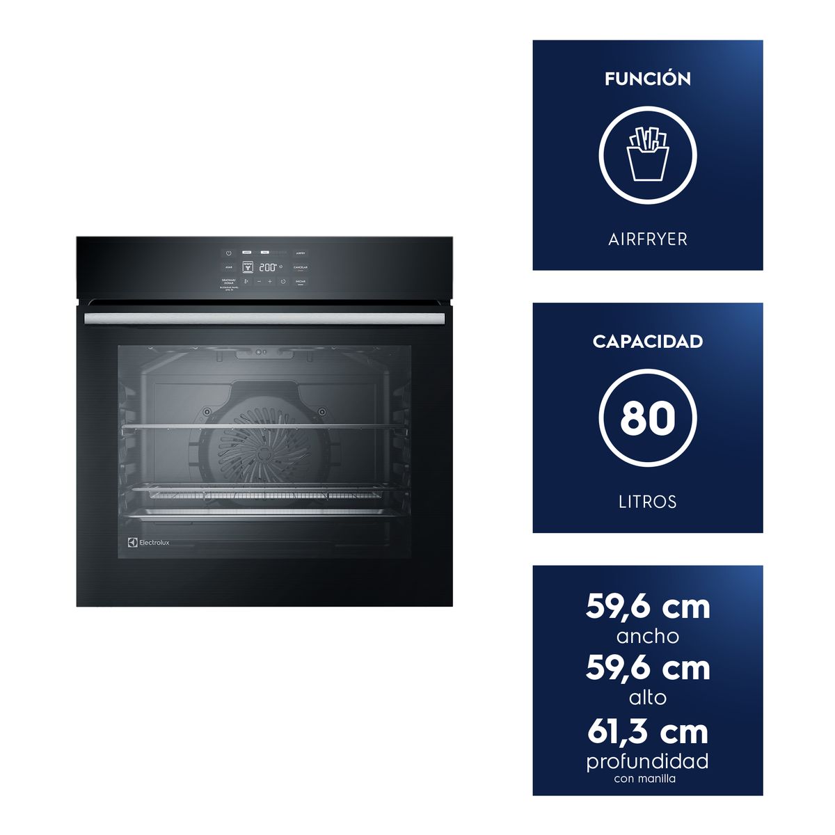 ELECTROLUX - Horno Empotrable Eléctrico 80L Air Fryer PerfectCook360 OE8EA