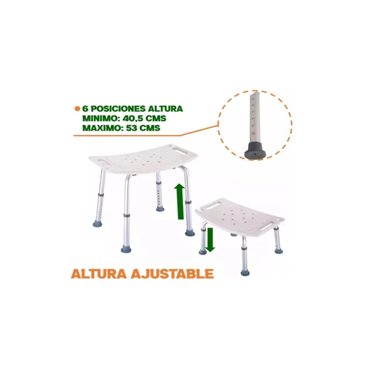 TAUMM - Silla Taumm Asiento Ducha Seguridad Regulable Sin Respaldo