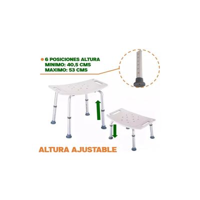 Imagen 2 del producto Silla Asiento Ducha Seguridad Regulable Sin Respaldo