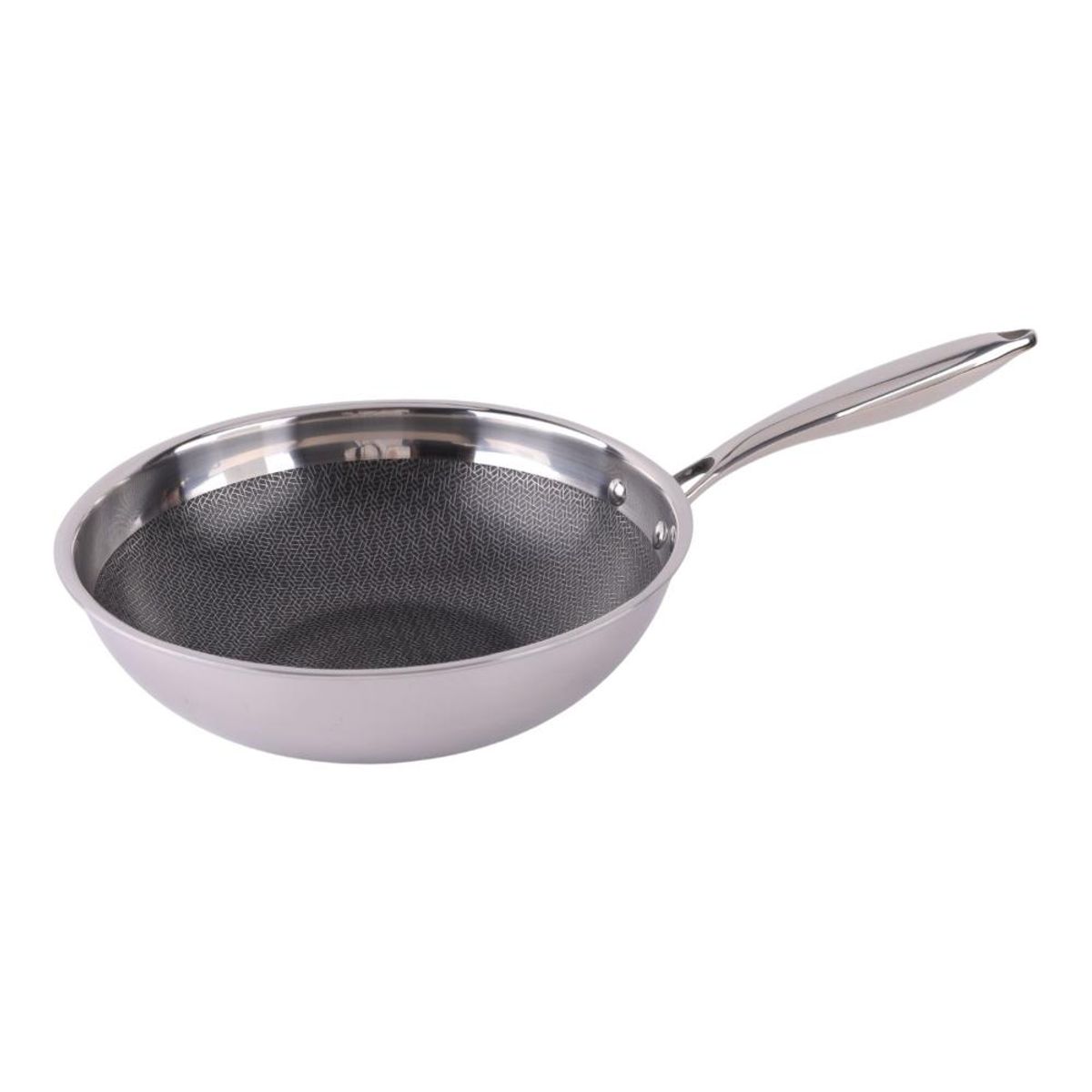 WENS - Sartén Wok Acero Inoxidable Antiadherent 26cm Honeycomb Wens